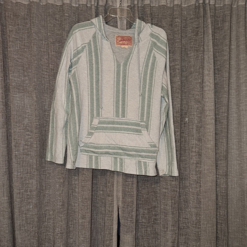 Unisex Brooklyn Cloth Green and White Patterned Hoodie Size M - Picture 3 of 4